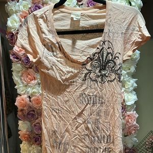 peach and black with rhinestones top